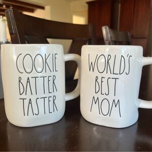 Rae Dunn White Ceramic Mugs - Cookie Batter Taster & World's Best Mom